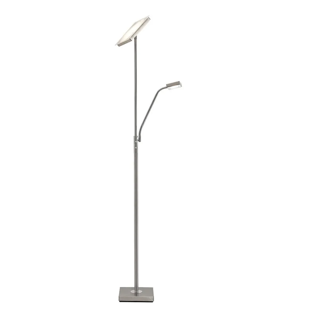 Lindby LED-gulvlampe Sumani, kantet, nikkel, høyde 180 cm| Gulvlamper