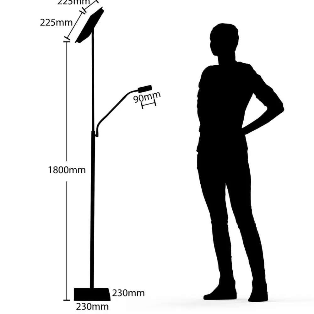 Lindby LED-gulvlampe Sumani, kantet, nikkel, høyde 180 cm| Gulvlamper