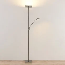 Lindby LED-gulvlampe Sumani, kantet, nikkel, høyde 180 cm| Gulvlamper