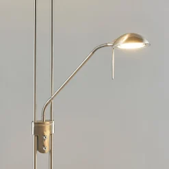 Lindby LED-gulvlampe Yveta, nikkelfarget, metall, dimbar Online