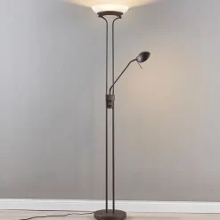 Lindby LED-gulvlampe Yveta, rustfarget, metall, dimbar| Led-Innendørs|Gulvlamper