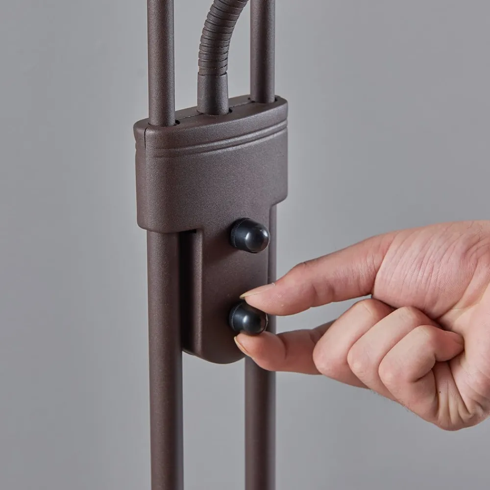 Lindby LED-gulvlampe Yveta, rustfarget, metall, dimbar| Led-Innendørs|Gulvlamper