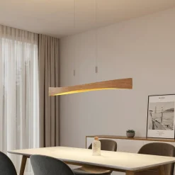 Lindby LED-hengelampe Beazina, eik, metall, 118 cm| Led-Innendørs