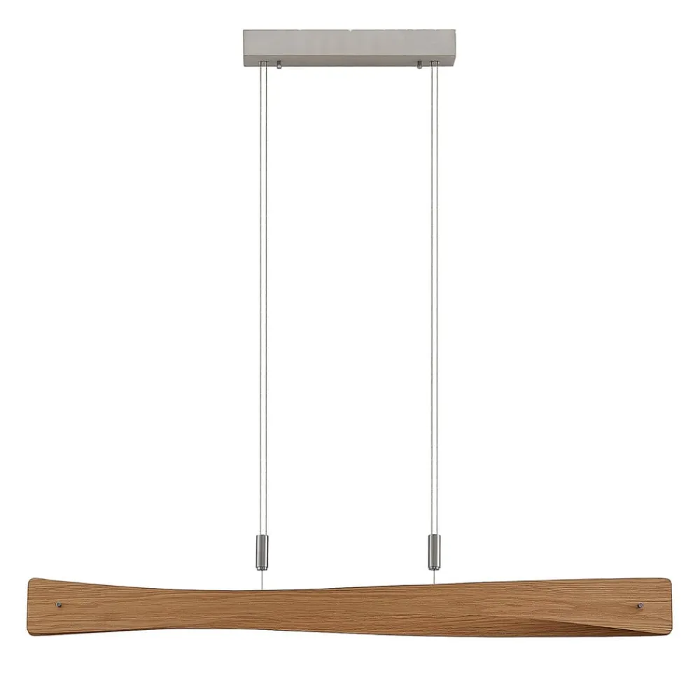 Lindby LED-hengelampe Beazina, eik, metall, 118 cm| Led-Innendørs