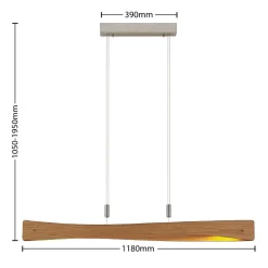 Lindby LED-hengelampe Beazina, eik, metall, 118 cm| Led-Innendørs
