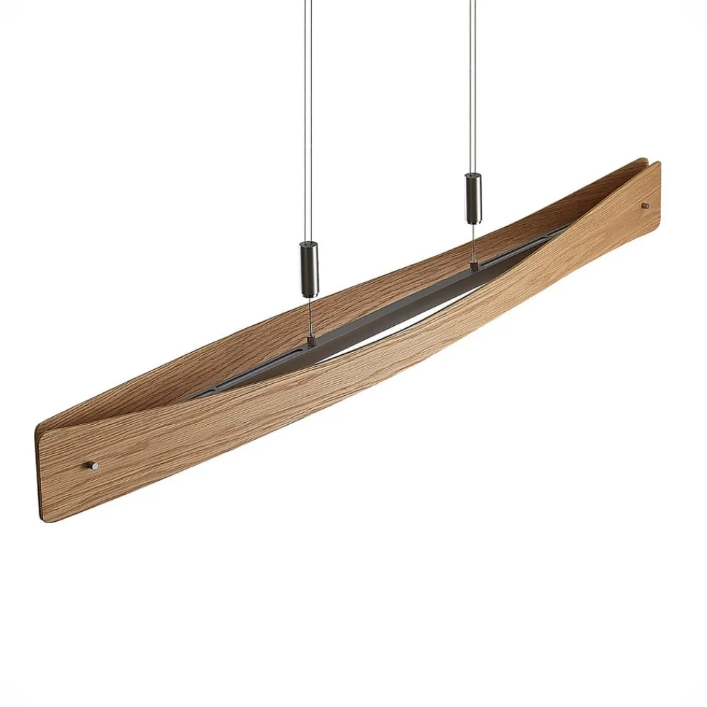 Lindby LED-hengelampe Beazina, eik, metall, 118 cm| Led-Innendørs