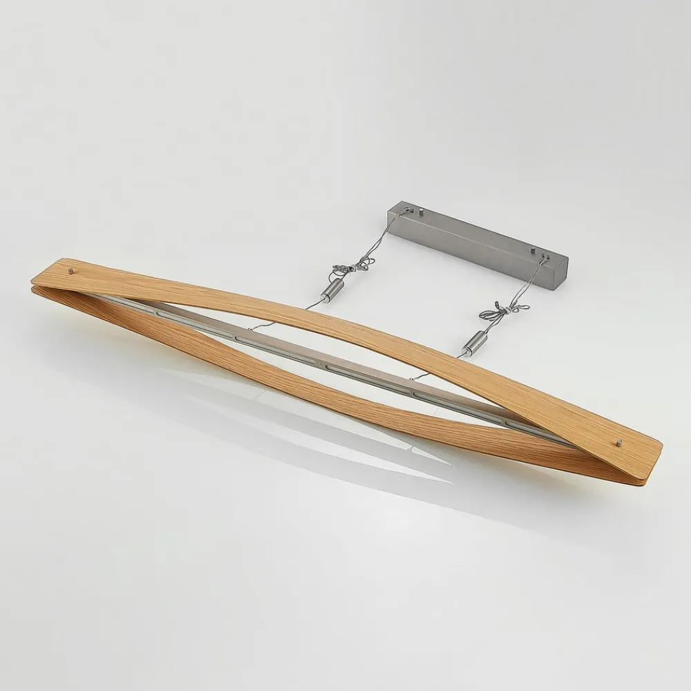 Lindby LED-hengelampe Beazina, eik, metall, 118 cm| Led-Innendørs