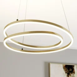 Lindby LED-hengelampe Davian, messingfarget, 49 cm, dimbar| Design- Og Hotellbelysning|Led-Innendørs