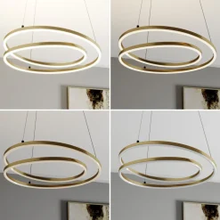 Lindby LED-hengelampe Davian, messingfarget, 49 cm, dimbar| Design- Og Hotellbelysning|Led-Innendørs