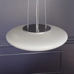 Lindby LED-hengelampe Gunda, hvit, glass, Ø 47 cm, dimbar Discount