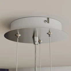 Lindby LED-hengelampe Gunda, hvit, glass, Ø 47 cm, dimbar Discount