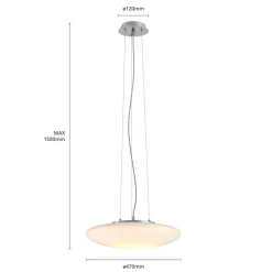 Lindby LED-hengelampe Gunda, hvit, glass, Ø 47 cm, dimbar Discount