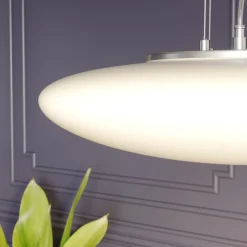 Lindby LED-hengelampe Gunda, hvit, glass, Ø 47 cm, dimbar Discount