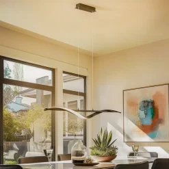 Lindby LED-hengelampe Munja, svart, metall, dimbar| Pendellamper