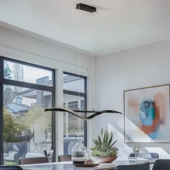 Lindby LED-hengelampe Munja, svart, metall, dimbar| Pendellamper