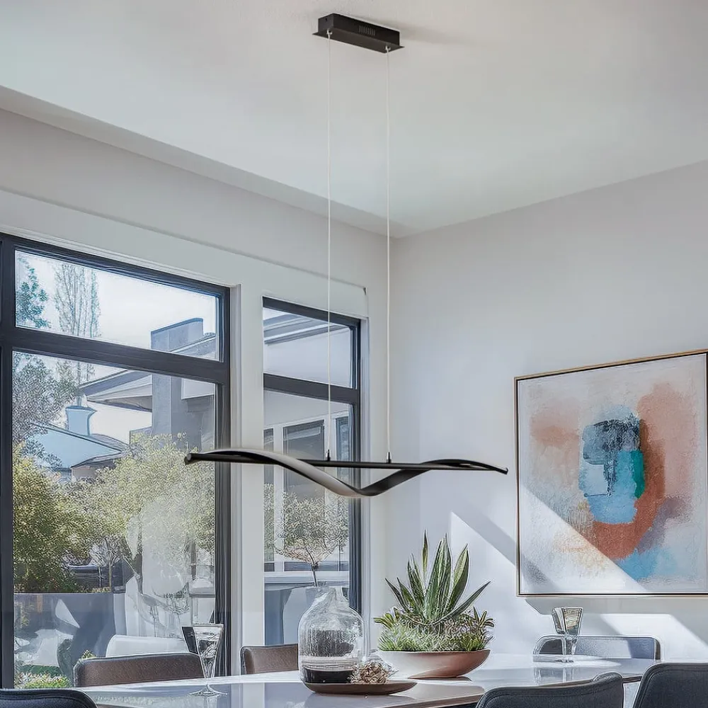 Lindby LED-hengelampe Munja, svart, metall, dimbar| Pendellamper