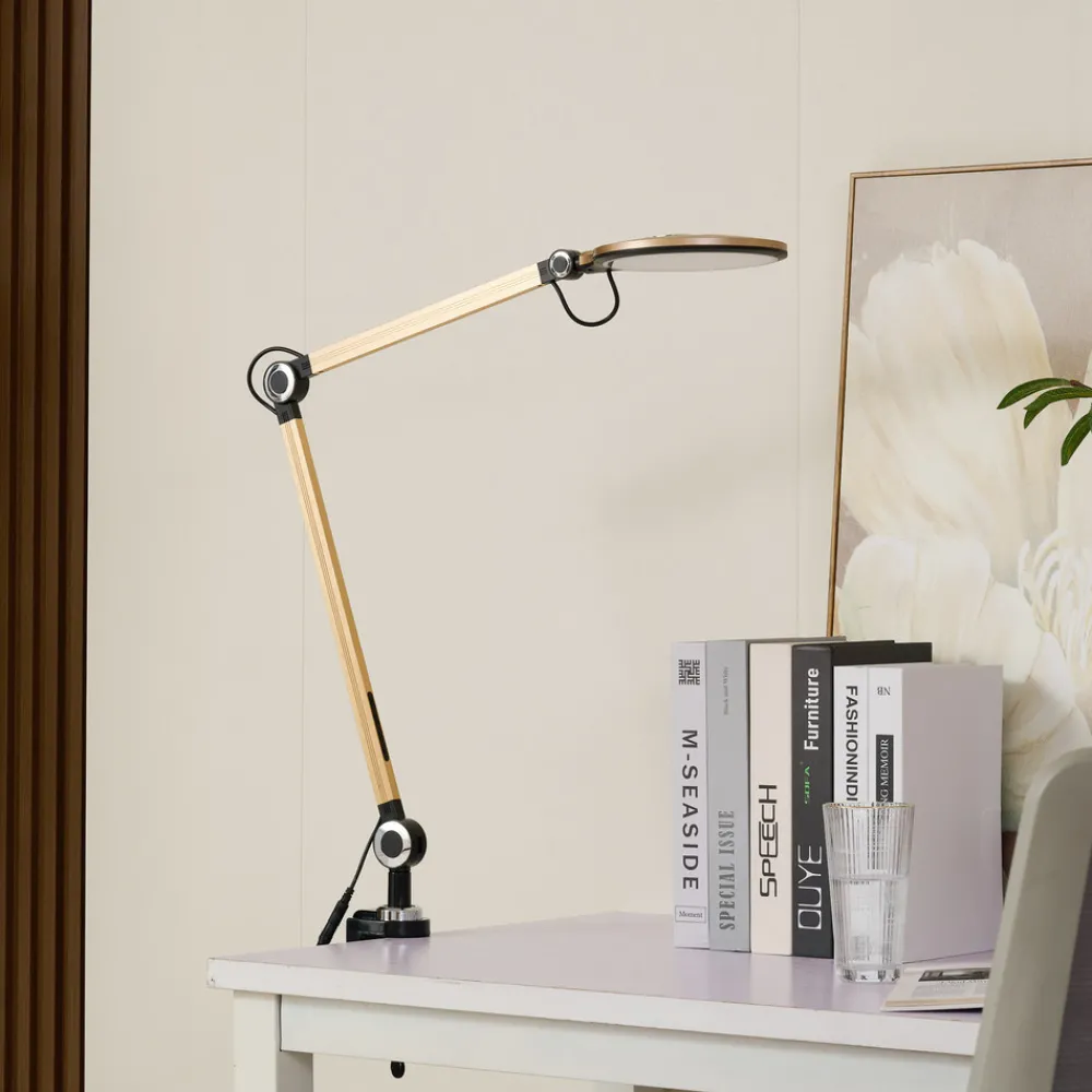 Lindby LED-klemmelampe Nyxaris, gull, metall, CCT, 52 cm Outlet