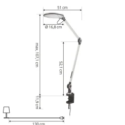 Lindby LED-klemmelampe Nyxaris, sølv, metall, CCT, 52 cm Online