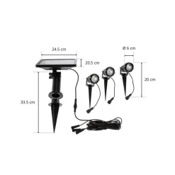 Lindby LED-lampe med jordspyd Malida, sett med 3, svart| Kommersiell Utebelysning|Led-Utendørs