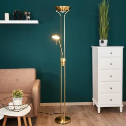 Lindby LED-leselampe Josefin, messing, leselampe, dimbar| Gulvlamper