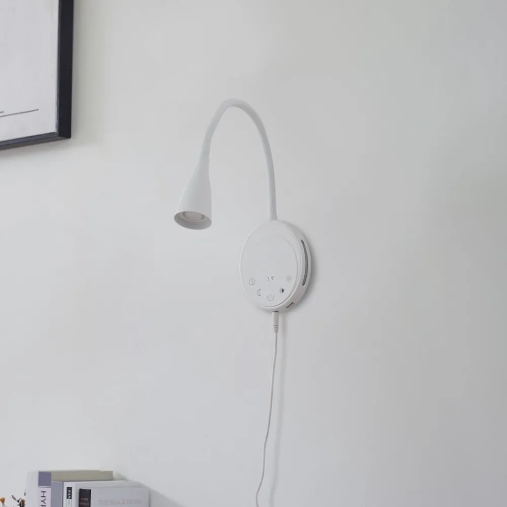 Lindby LED-leselampe Zayna, hvit, plast, dimbar| Led-Innendørs|Vegglamper