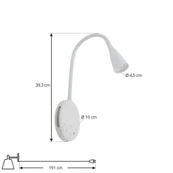 Lindby LED-leselampe Zayna, hvit, plast, dimbar| Led-Innendørs|Vegglamper