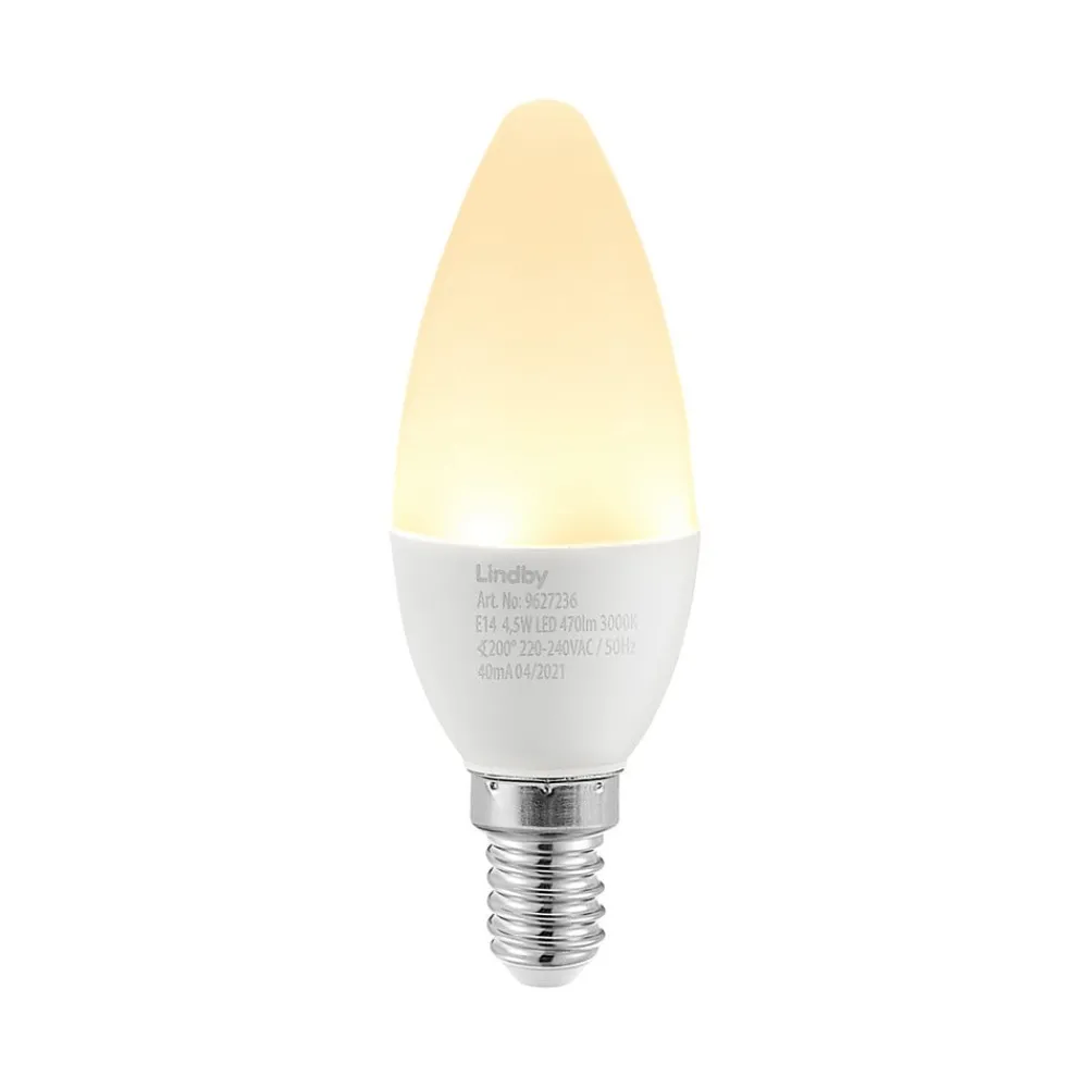 Lindby LED-mignonpære, E14, C35, 4,5 W, opal, 3 000 K Best