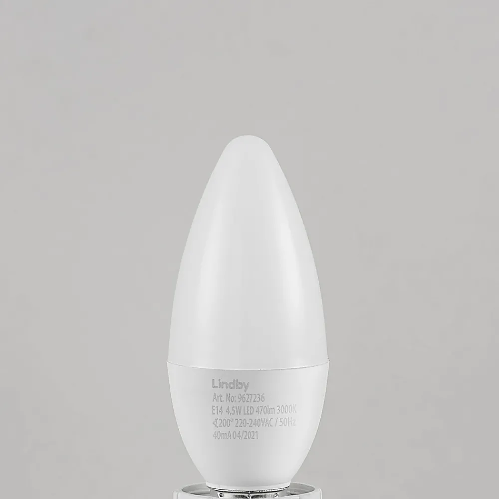 Lindby LED-mignonpære, E14, C35, 4,5 W, opal, 3 000 K Best