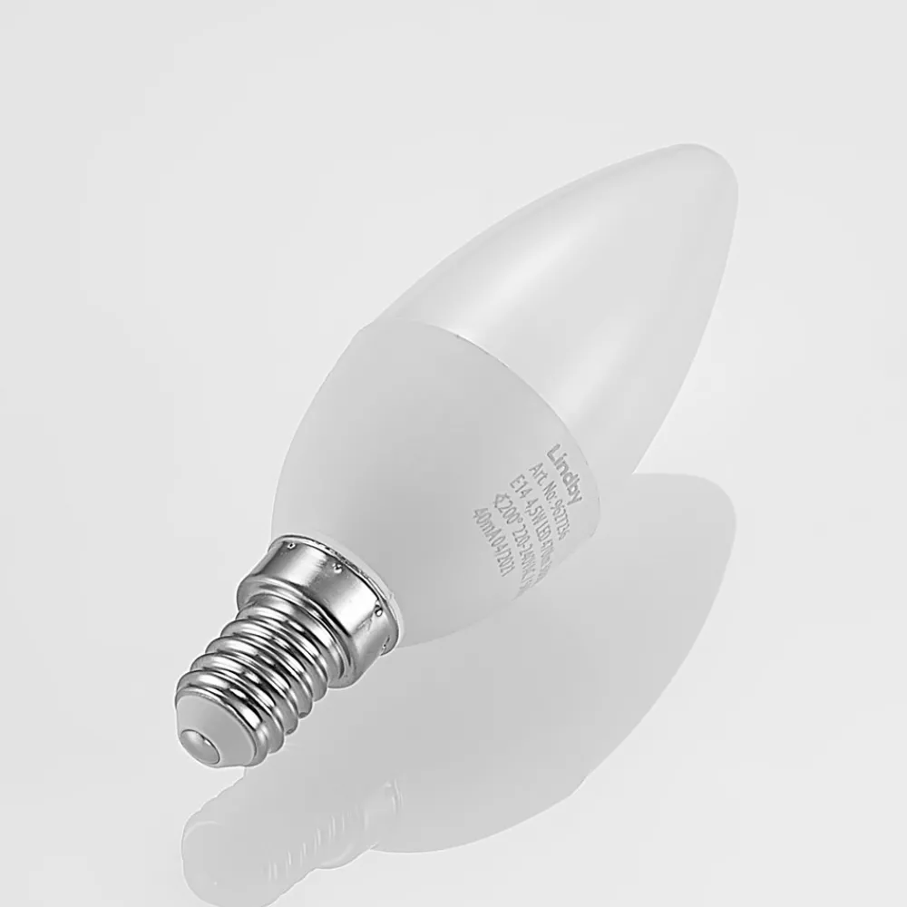 Lindby LED-mignonpære, E14, C35, 4,5 W, opal, 3 000 K Best