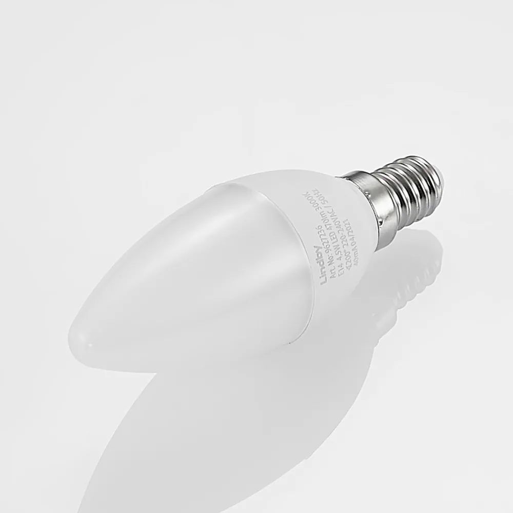 Lindby LED-mignonpære, E14, C35, 4,5 W, opal, 3 000 K Best