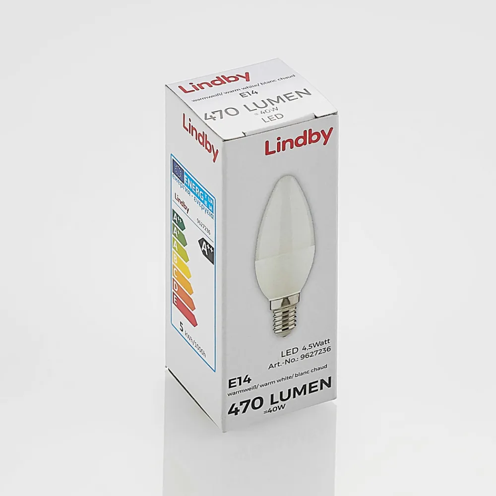 Lindby LED-mignonpære, E14, C35, 4,5 W, opal, 3 000 K Best