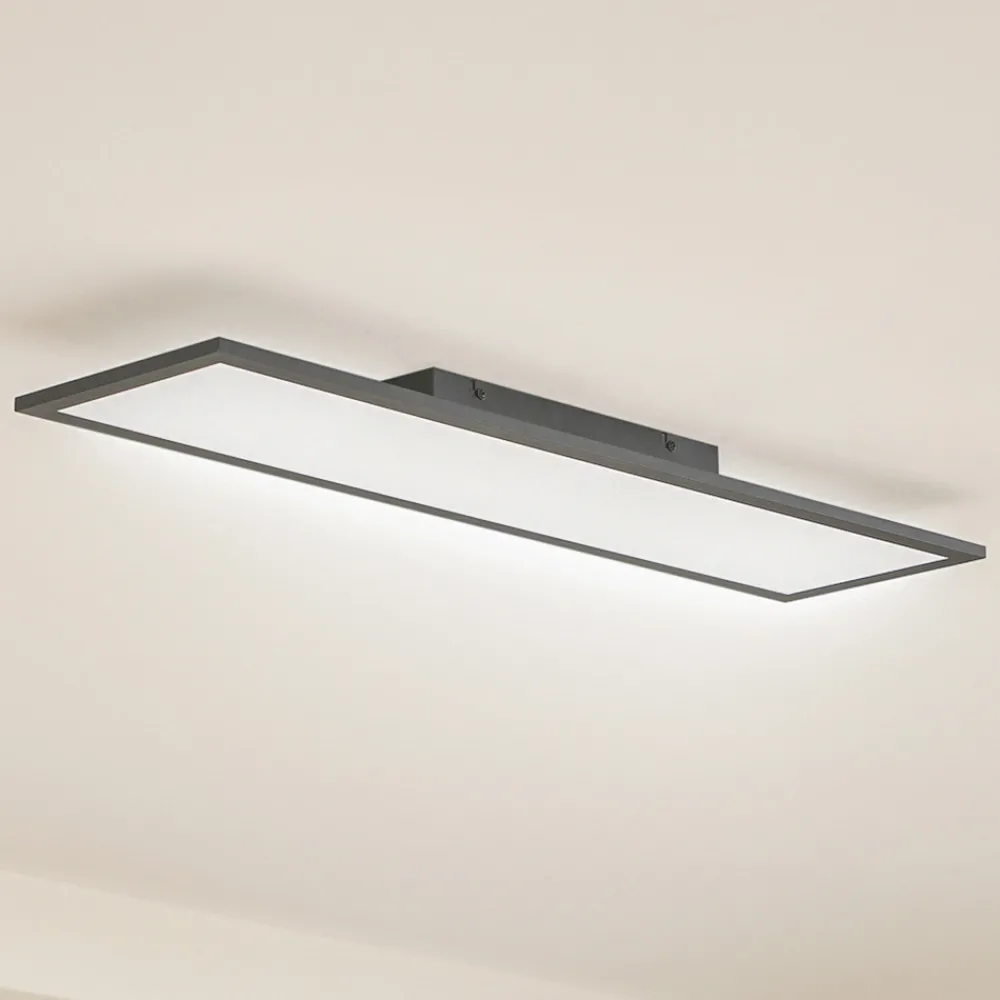 Lindby LED-panel Enhife, svart, 80 x 20 cm, metall, 4 000K
