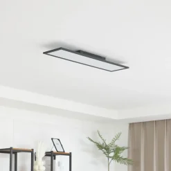 Lindby LED-panel Enhife, svart, 80 x 20 cm, metall, 4 000K