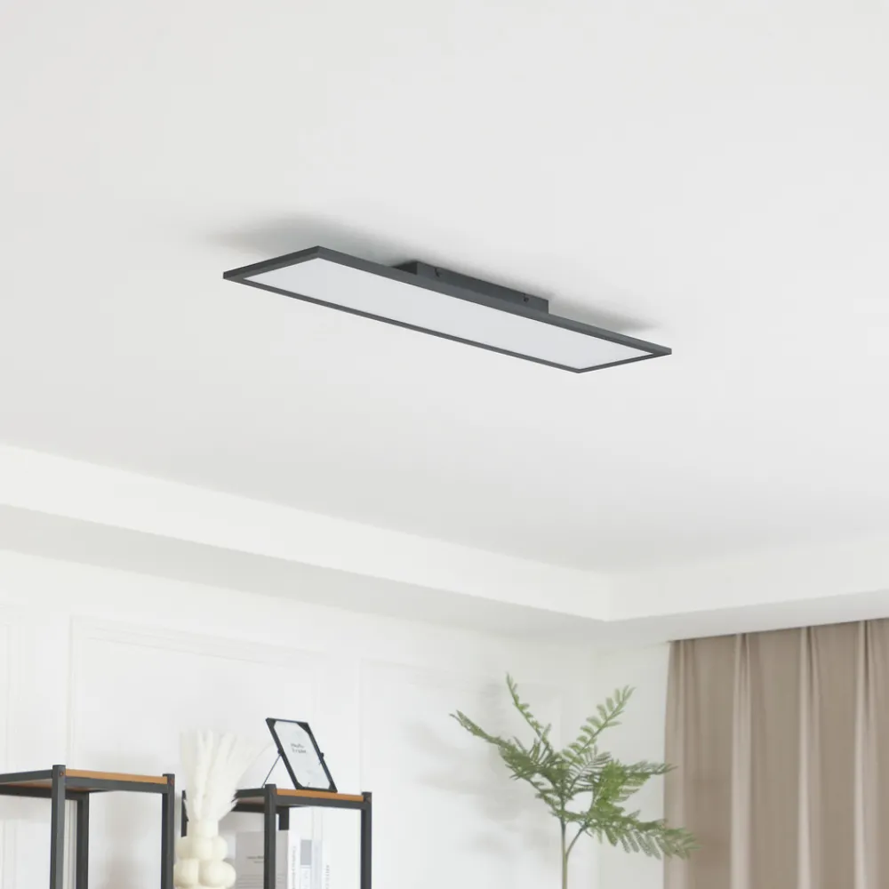 Lindby LED-panel Enhife, svart, 80 x 20 cm, metall, 4 000K