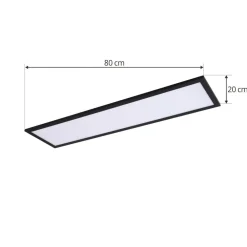 Lindby LED-panel Enhife, svart, 80 x 20 cm, metall, 4 000K