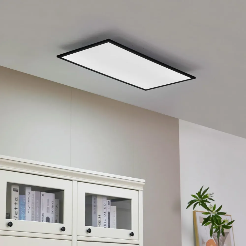 Lindby LED-panel Lamin, svart, 80 cm, CCT, dimbar, fjernkontroll| Design- Og Hotellbelysning|Kontorbelysning