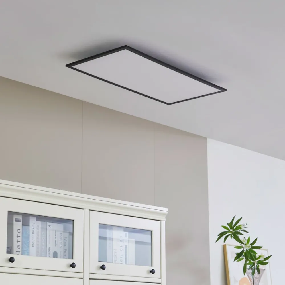 Lindby LED-panel Lamin, svart, 80 cm, CCT, dimbar, fjernkontroll| Design- Og Hotellbelysning|Kontorbelysning