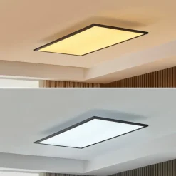 Lindby LED-panel Lamin, svart, 80 cm, CCT, dimbar, fjernkontroll| Design- Og Hotellbelysning|Kontorbelysning