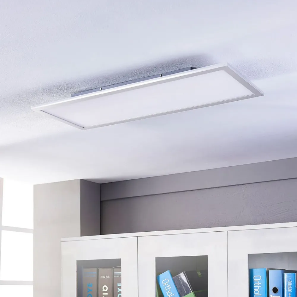 Lindby LED-panel Livel, sett med 2 stk, 4000 K, 80 x 30 cm, sølv| Butikkbelysning|Design- Og Hotellbelysning