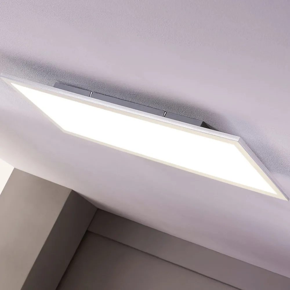 Lindby LED-panel Livel, sett med 2 stk, 4000 K, 80 x 30 cm, sølv| Butikkbelysning|Design- Og Hotellbelysning