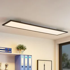 Lindby LED-panel Nelios, 120 x 30 cm, 4000K, svart, metall Sale