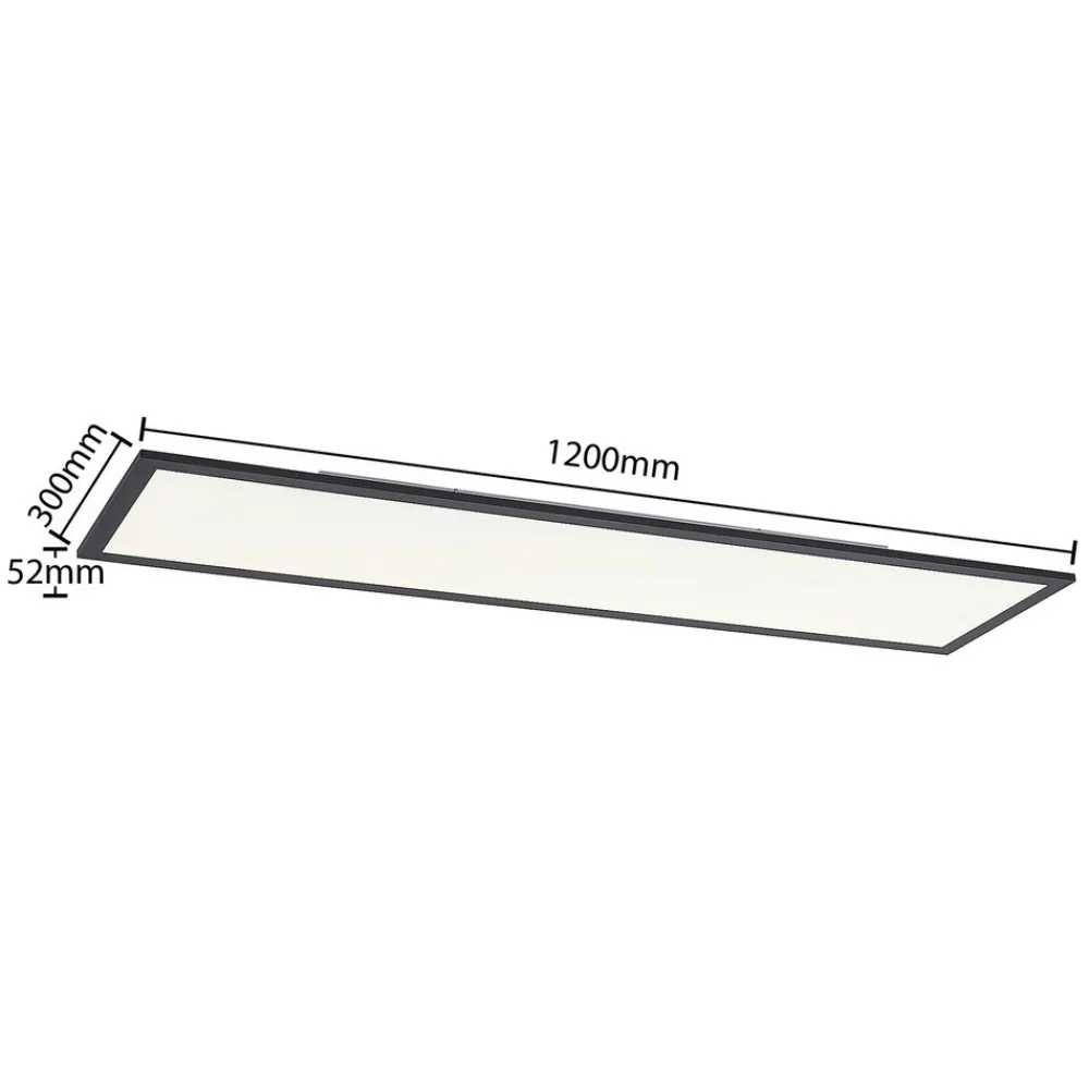 Lindby LED-panel Nelios, 120 x 30 cm, 4000K, svart, metall Sale