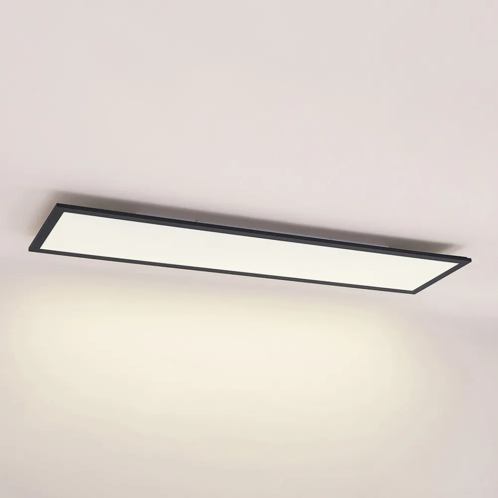 Lindby LED-panel Nelios, 120 x 30 cm, 4000K, svart, metall Sale
