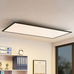 Lindby LED-panel Nelios, 120 x 60 cm, 4000K, svart, metall Clearance