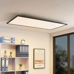 Lindby LED-panel Nelios, 120 x 60 cm, 4000K, svart, metall Clearance