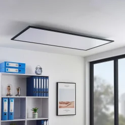 Lindby LED-panel Nelios, 120 x 60 cm, 4000K, svart, metall Clearance