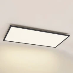 Lindby LED-panel Nelios, 120 x 60 cm, 4000K, svart, metall Clearance
