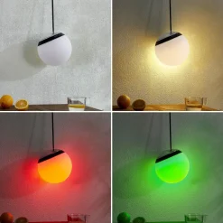 Lindby LED-pendel Eleia, RGBW, 20 cm, oppladbart batteri| Kommersiell Utebelysning|Pendellamper Utendørs