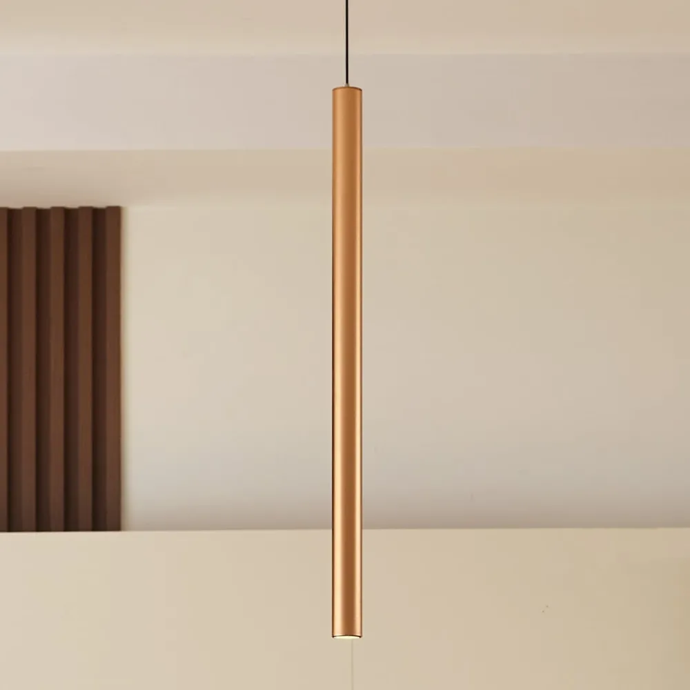 Lindby LED-pendellampe Lumaro, gull, Ø 3cm,aluminium,48V,dimbar Clearance