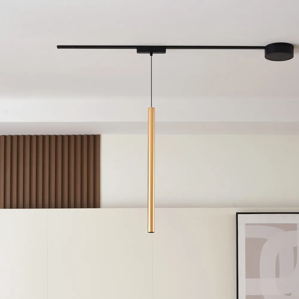 Lindby LED-pendellampe Lumaro, gull, Ø 3cm,aluminium,48V,dimbar Clearance